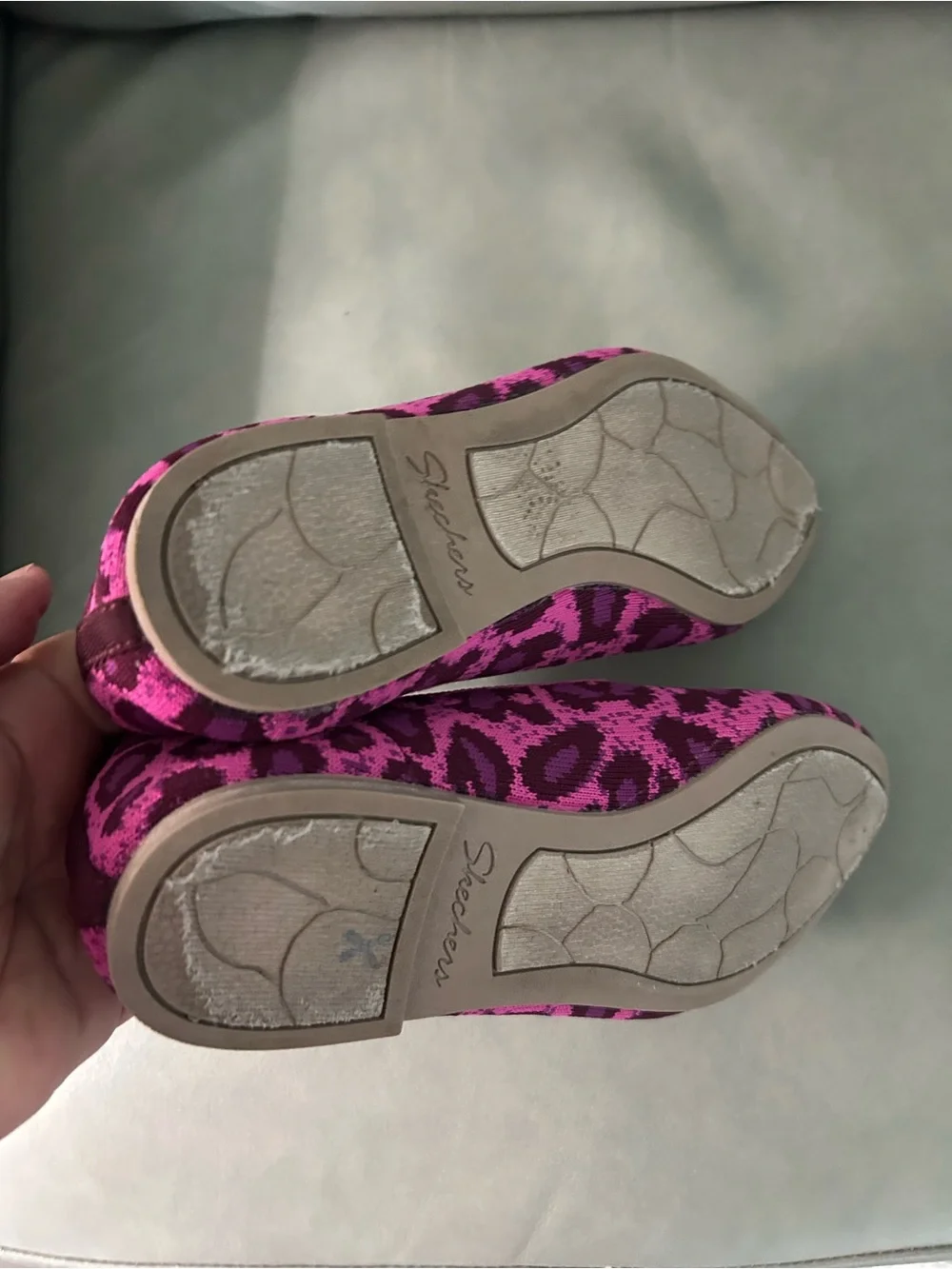 Skechers Women's Magenta Leopard Knit Slip-On Flats - Picture 4 of 6